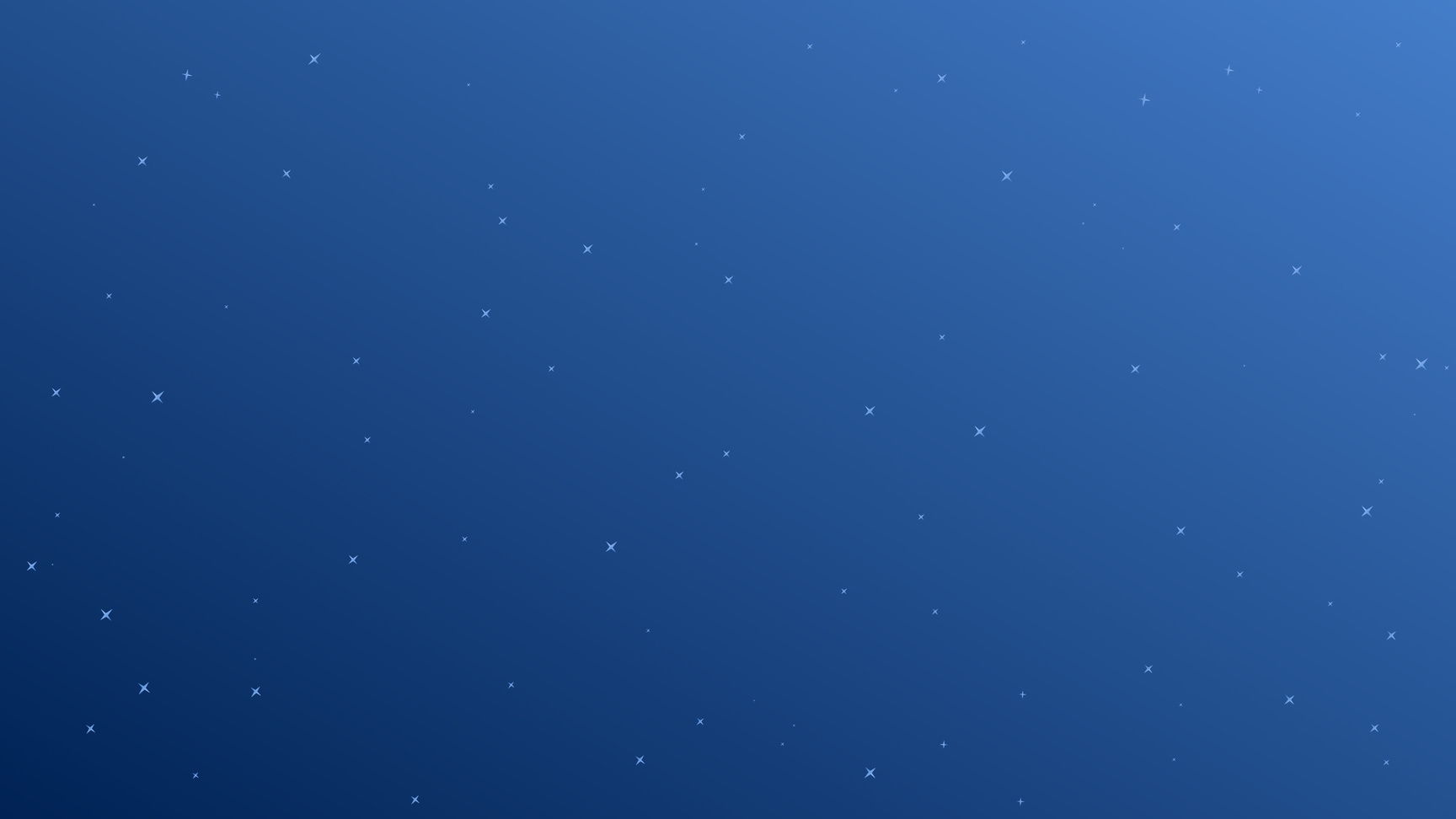 Blue gradient sky with white stars.