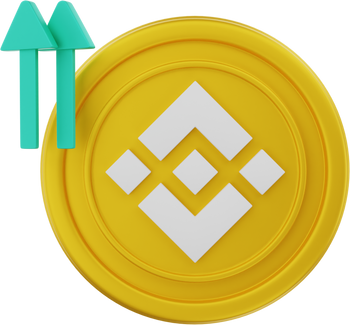 3d rendering of binance crypto coin up arrow